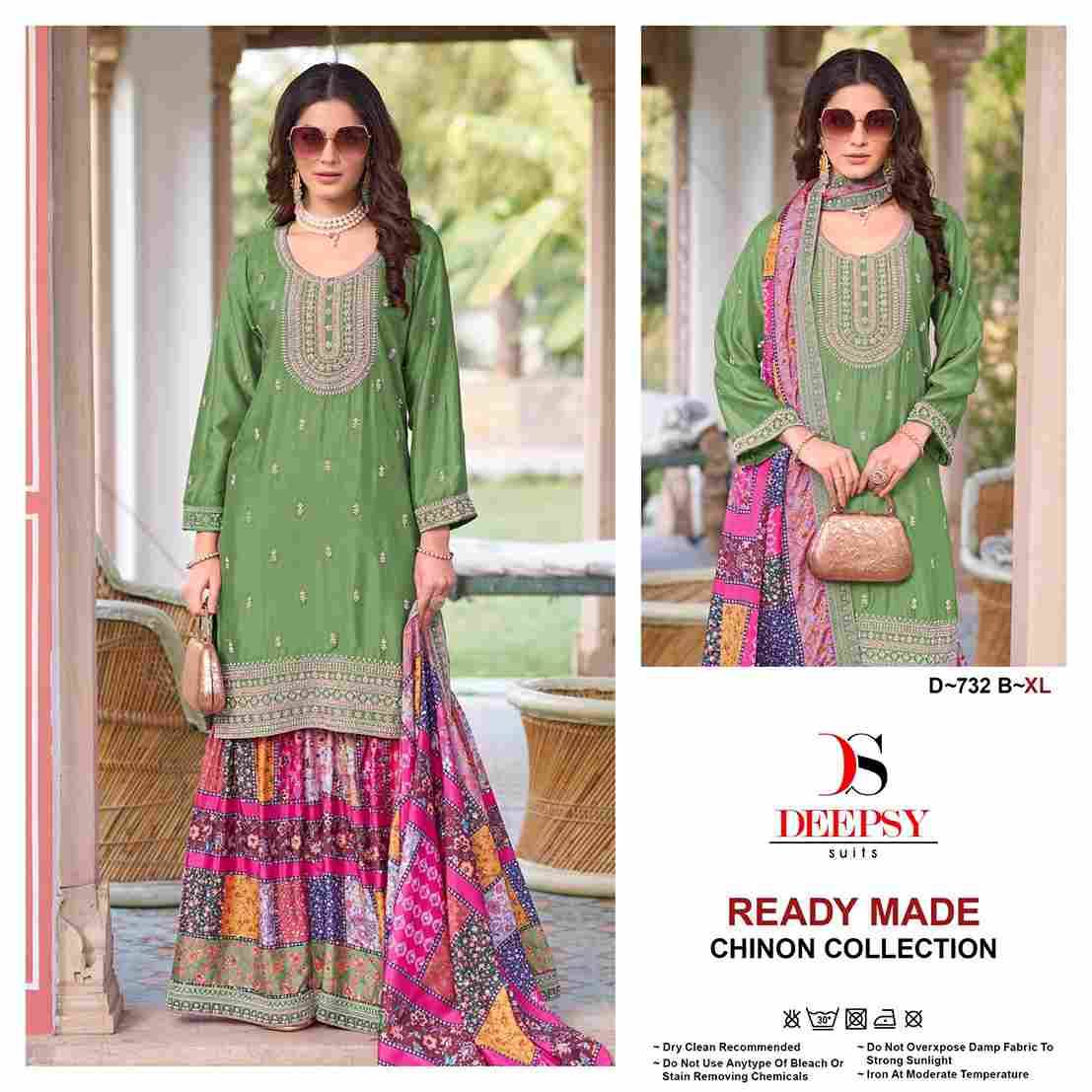 Deepsy Hit Design 732 Colours By Deepsy Suits 732-A To 732-C Series Beautiful Pakistani Suits Colorful Stylish Fancy Casual Wear & Ethnic Wear Pure Chinnon Embroidered Dresses At Wholesale Price