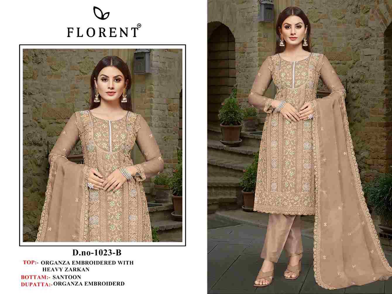 Florent 1023 Colours By Fashid Wholesale 1023-A To 1023-D Series Pakistani Suits Beautiful Fancy Colorful Stylish Party Wear & Occasional Wear Organza Embroidery Dresses At Wholesale Price