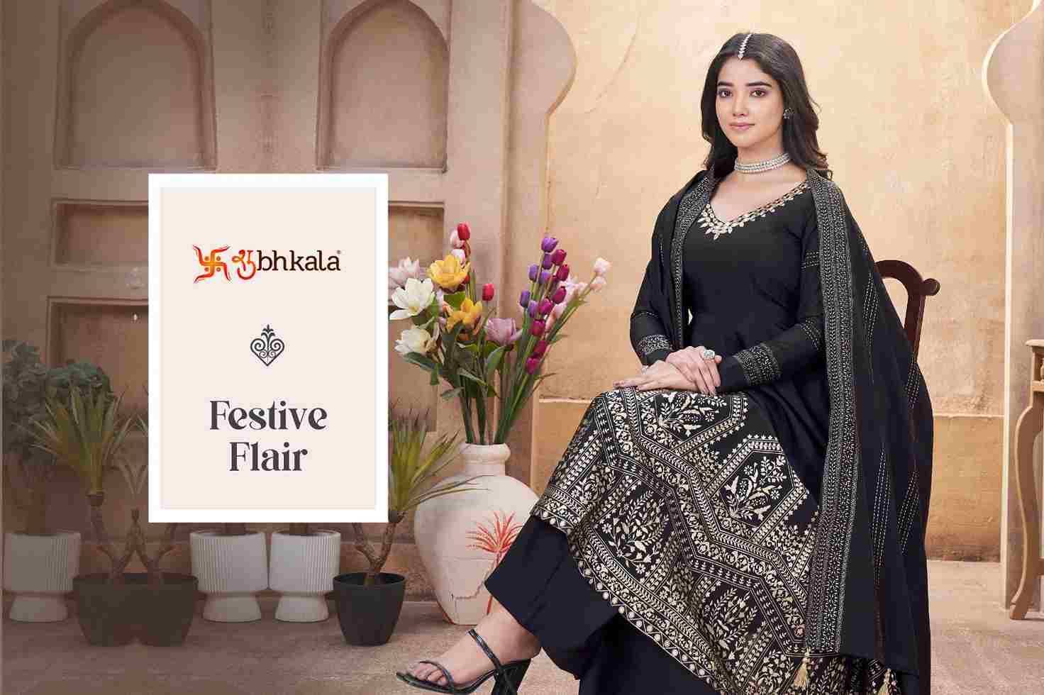 Festive Flair By Shubhkala 41001 To 41004 Series Beautiful Suits Colorful Stylish Fancy Casual Wear & Ethnic Wear Roman Silk Dresses At Wholesale Price