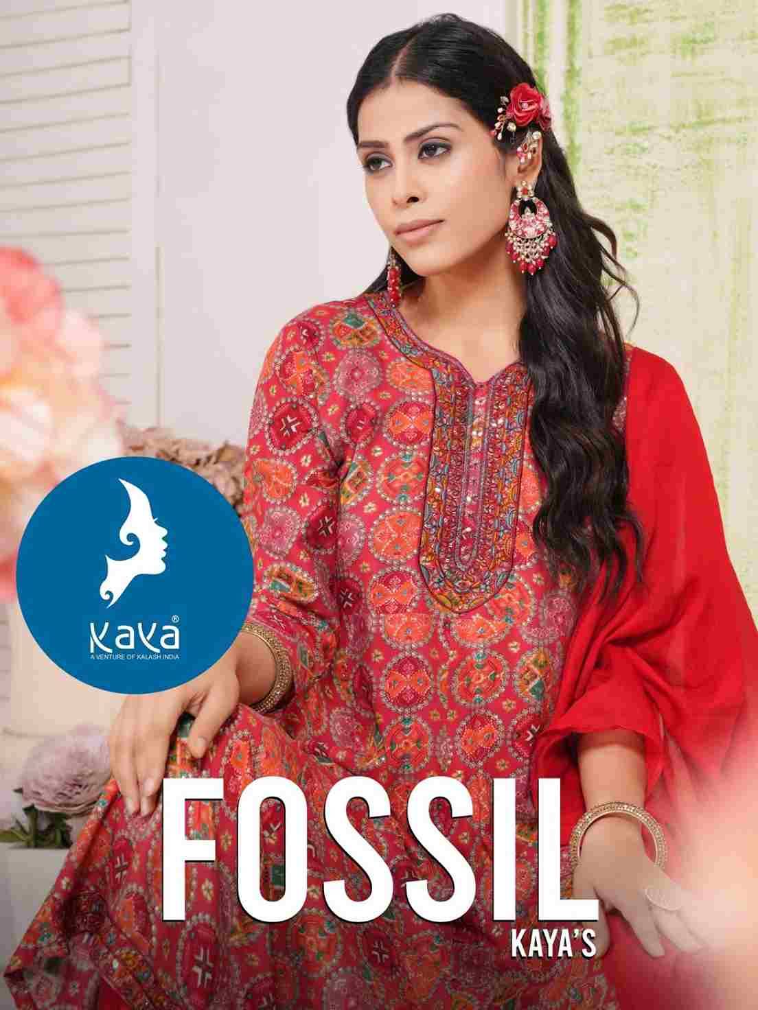 Fossil By Kaya 01 To 08 Series Festive Suits Collection Beautiful Stylish Fancy Colorful Party Wear & Occasional Wear Rayon Print Dresses At Wholesale Price