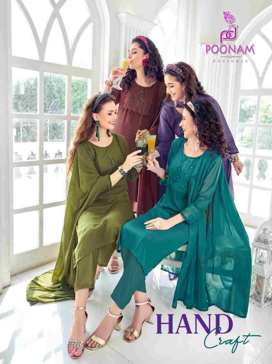 Hand Craft By Poonam Designer 1001 To 1004 Series Suits Beautiful Fancy Colorful Stylish Party Wear & Occasional Wear Georgette Dresses At Wholesale Price