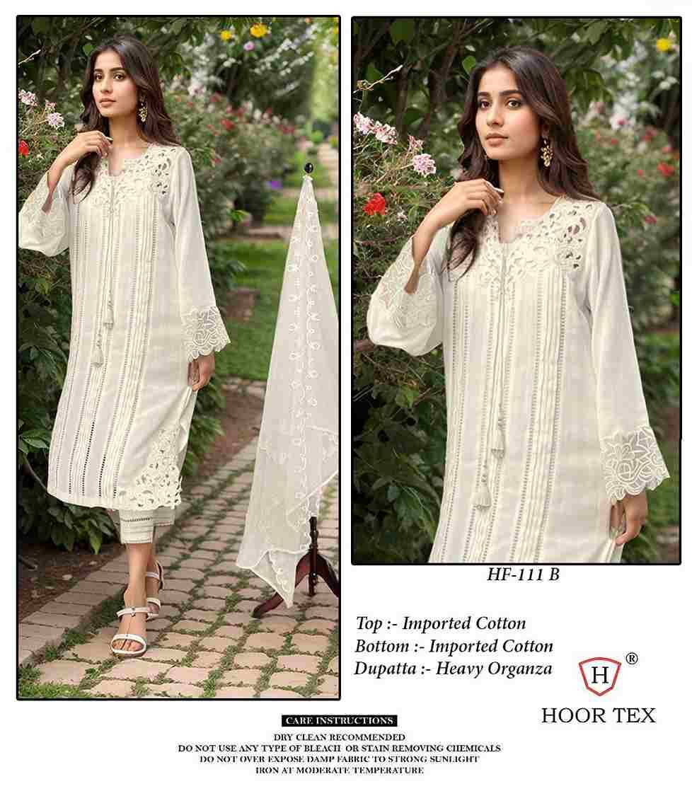 Hoor Tex Hit Design HF-111 Colours By Hoor Tex HF-111-A To HF-111-E Series Beautiful Pakistani Suits Stylish Colorful Fancy Casual Wear & Ethnic Wear Heavy Cotton Embroidered Dresses At Wholesale Price