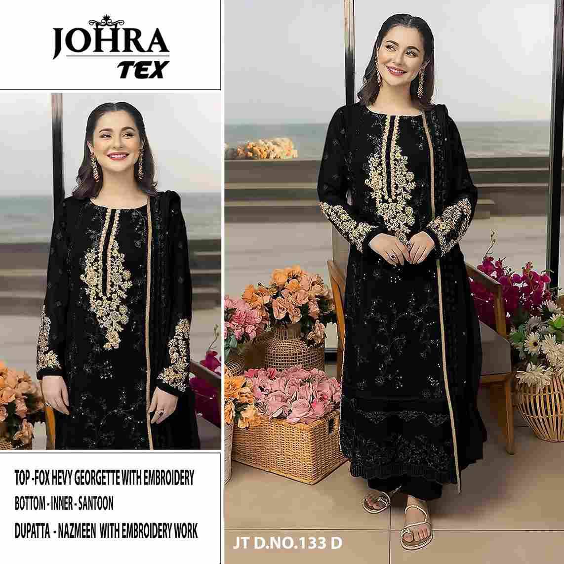 Johra Hit Design 133-D By Johra Tex Beautiful Pakistani Suits Colorful Stylish Fancy Casual Wear & Ethnic Wear Faux Georgette Embroidered Dresses At Wholesale Price