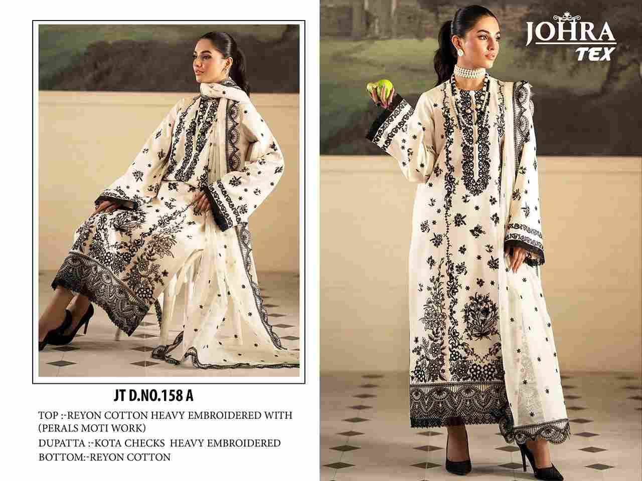 Johra Hit Design 158-A By Johra Tex Beautiful Pakistani Suits Colorful Stylish Fancy Casual Wear & Ethnic Wear Rayon Cotton Embroidered Dresses At Wholesale Price