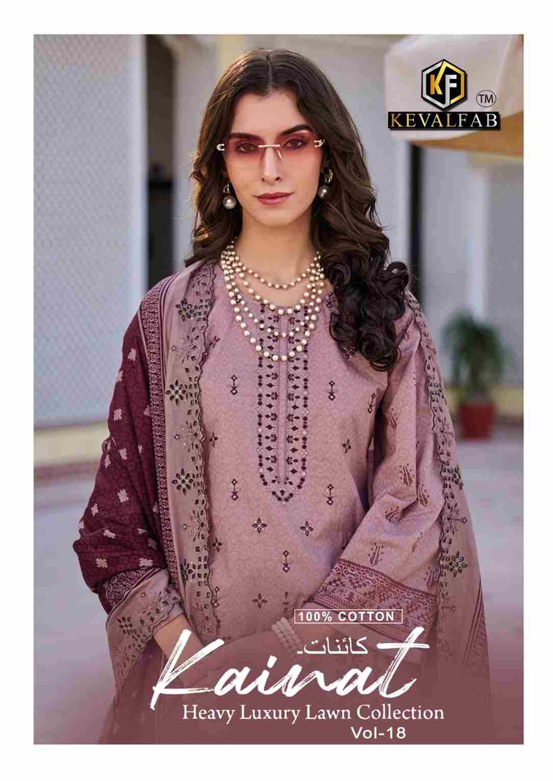 Kainat Vol-18 By Keval Fab 18001 To 18006 Series Beautiful Suits Colorful Stylish Fancy Casual Wear & Ethnic Wear Pure Lawn Cotton Dresses At Wholesale Price