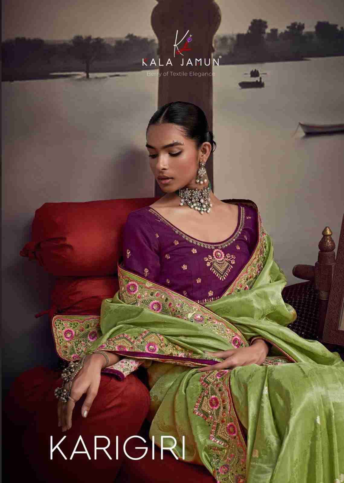 Karigiri By Kala Jamun 1501 To 1509 Series Indian Traditional Wear Collection Beautiful Stylish Fancy Colorful Party Wear & Occasional Wear Satin Sarees At Wholesale Price