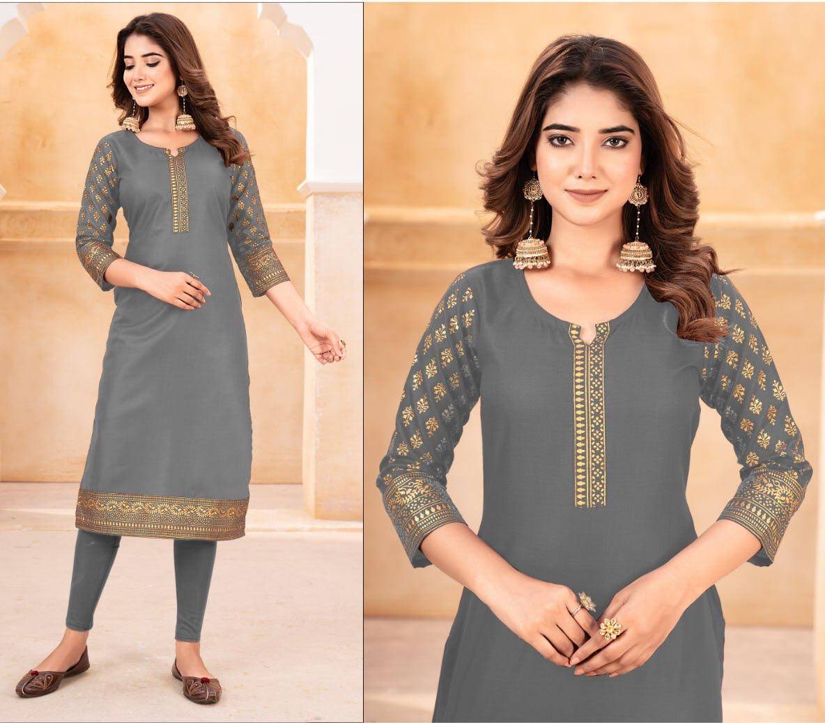 Kriti By Kaamiri 01 To 05 Series Designer Stylish Fancy Colorful Beautiful Party Wear & Ethnic Wear Collection Rubi Cotton Foil Print Kurtis At Wholesale Price