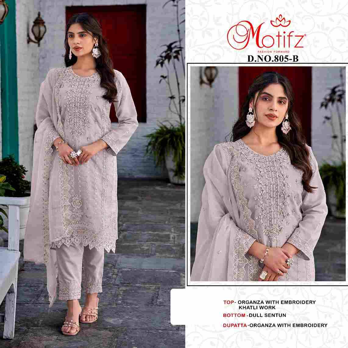 Motifz Hit Design 805 Colours By Motifz 805-A To 805-D Series Beautiful Pakistani Suits Colorful Stylish Fancy Casual Wear & Ethnic Wear Organza Dresses At Wholesale Price