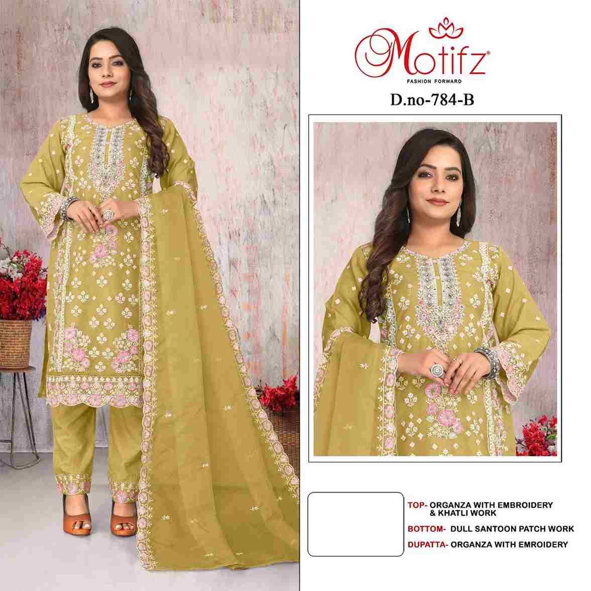 Motifz Hit Design 784 Colours By Motifz 784-A To 784-D Series Beautiful Pakistani Suits Colorful Stylish Fancy Casual Wear & Ethnic Wear Organza Dresses At Wholesale Price