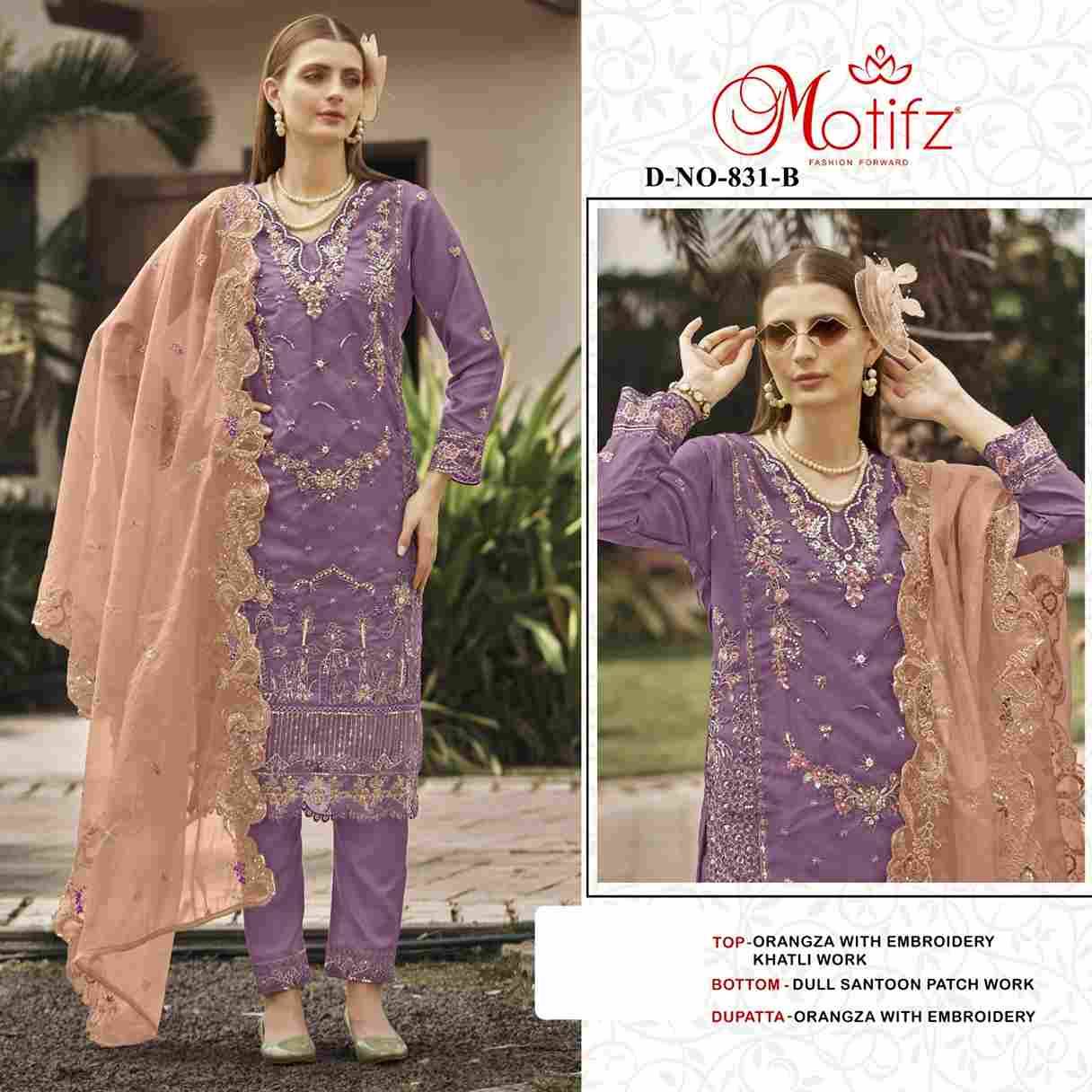 Motifz Hit Design 831 Colours By Motifz 831-A To 831-D Series Beautiful Pakistani Suits Colorful Stylish Fancy Casual Wear & Ethnic Wear Organza Dresses At Wholesale Price