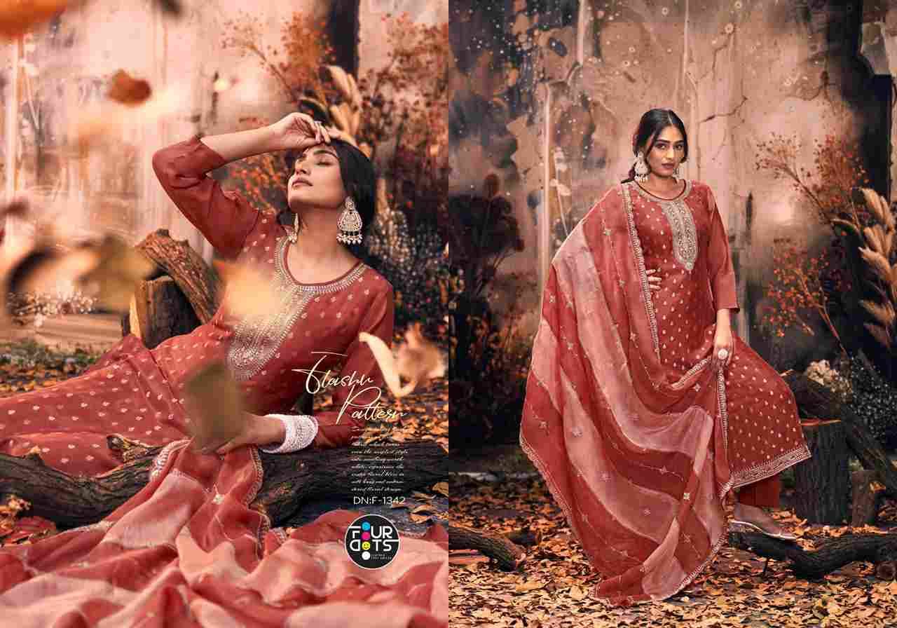 Maharani By Four Dots 1341 To 1344 Series Beautiful Festive Suits Colorful Stylish Fancy Casual Wear & Ethnic Wear Viscose Muslin Jacquard Dresses At Wholesale Price