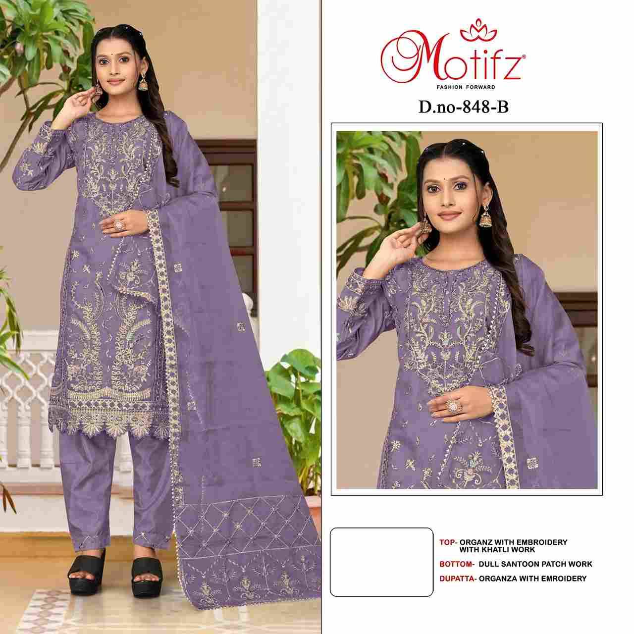 Motifz Hit Design 848 Colours By Motifz 848-A To 848-D Series Beautiful Pakistani Suits Colorful Stylish Fancy Casual Wear & Ethnic Wear Organza Dresses At Wholesale Price