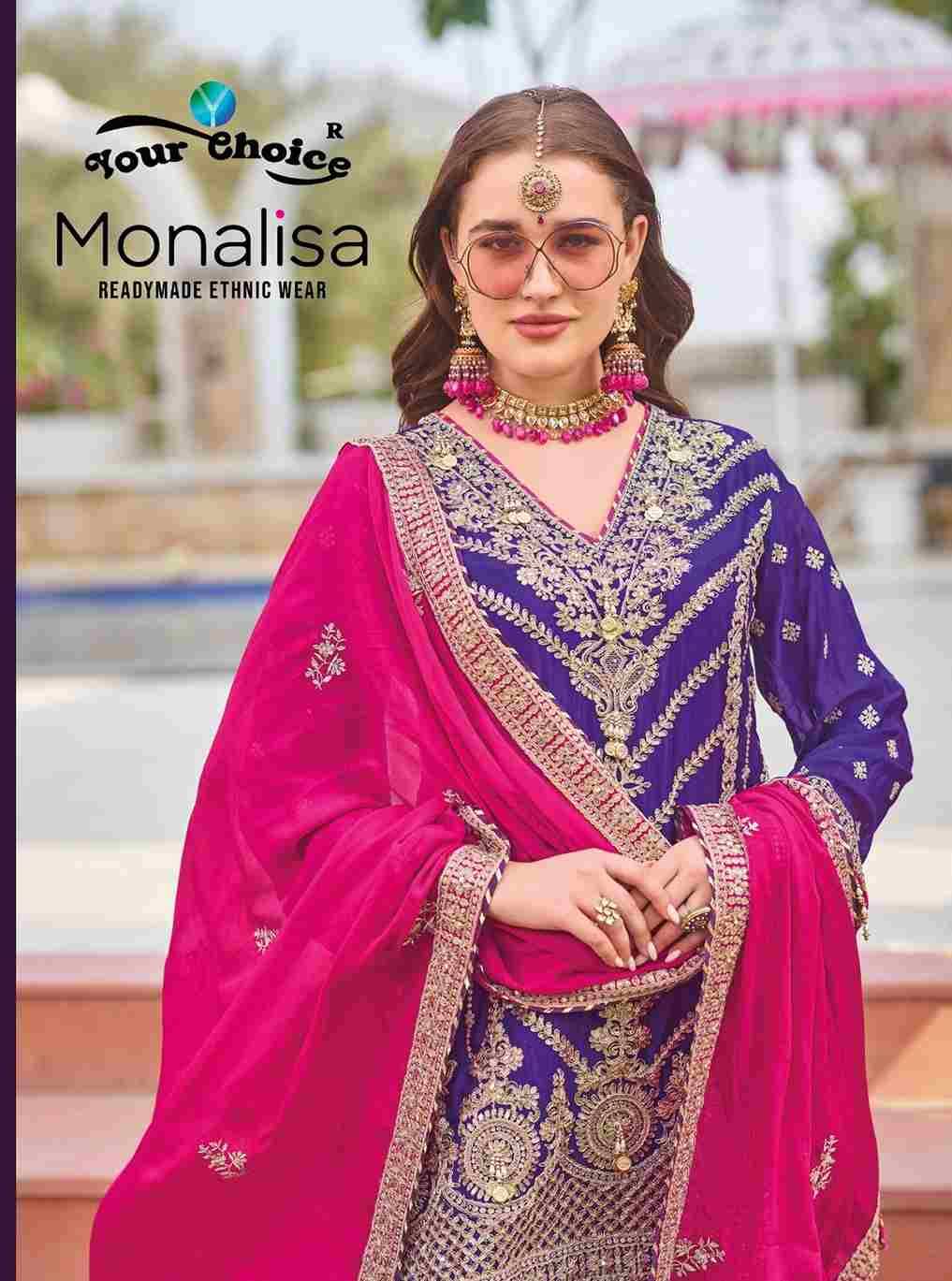 Monalisa By Your Choice 1001 To 1002 Series Designer Sharara Suits Collection Beautiful Stylish Fancy Colorful Party Wear & Occasional Wear Chinnon Dresses At Wholesale Price