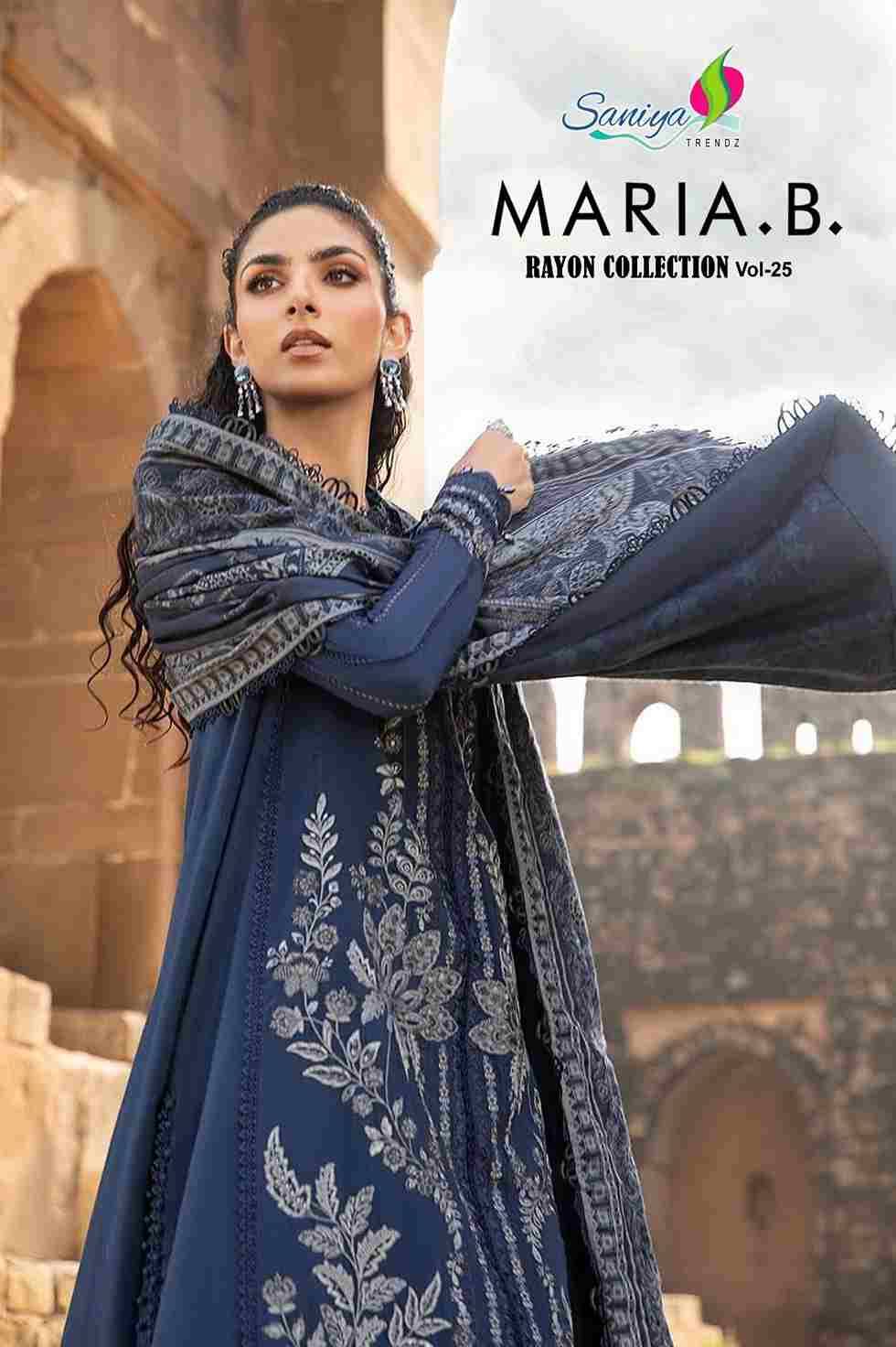 Maria.B.Rayon Collection Vol-25 By Saniya Trendz 25001 To 25002 Series Beautiful Pakistani Suits Colorful Stylish Fancy Casual Wear & Ethnic Wear Rayon Embroidered Dresses At Wholesale Price