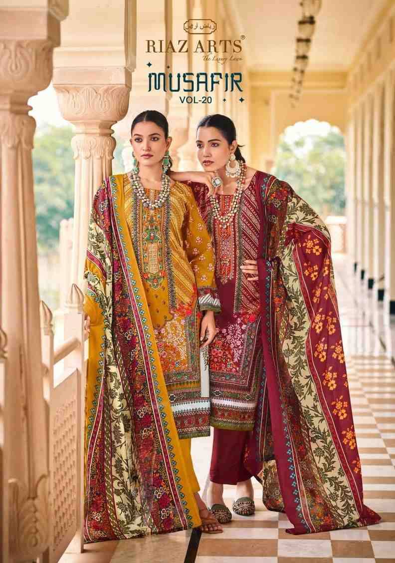 Musafir Vol-20 By Riaz Arts 31001 To 31008 Series Wholesale Designer Pakistani Suits Collection Beautiful Stylish Fancy Colorful Party Wear & Occasional Wear Pure Karachi Cambric Lawn Print With Embroidered Dresses At Wholesale Price