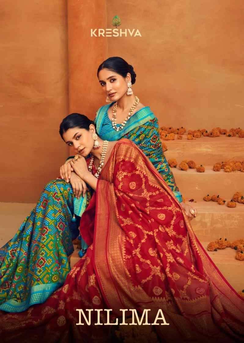 Nilima By Kreshva 1033 To 1038 Series Indian Traditional Wear Collection Beautiful Stylish Fancy Colorful Party Wear & Occasional Wear Georgette Sarees At Wholesale Price