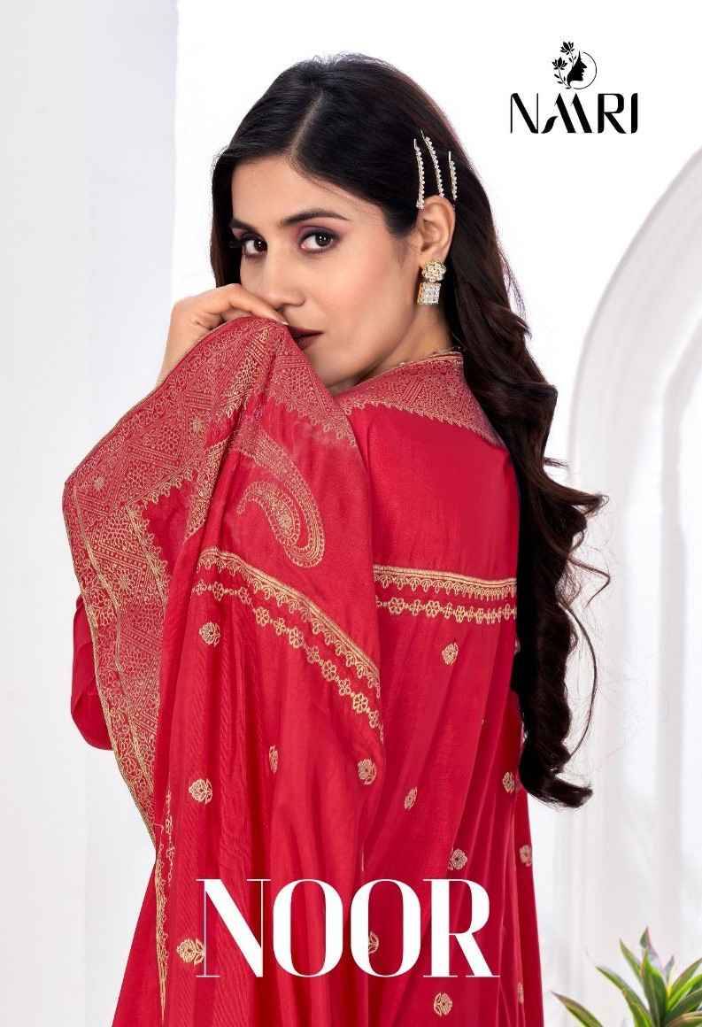 Noor By Naari 124001 To 124004 Series Beautiful Festive Suits Stylish Fancy Colorful Casual Wear & Ethnic Wear Muslin Jacquard Dresses At Wholesale Price