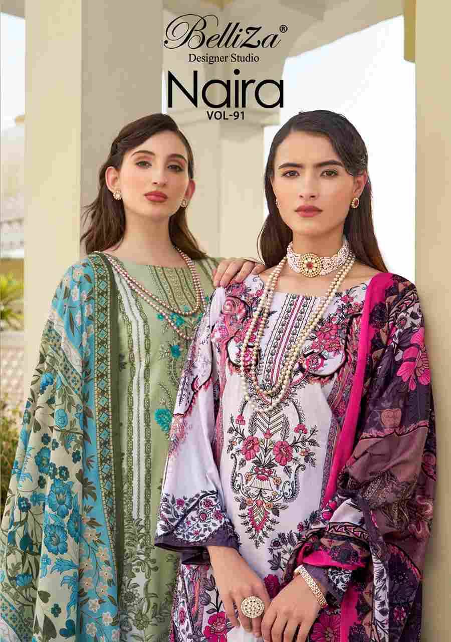 Naira Vol-91 By Belliza 1028-001 To 1028-008 Series Beautiful Festive Suits Stylish Fancy Colorful Casual Wear & Ethnic Wear Pure Cotton Print Dresses At Wholesale Price