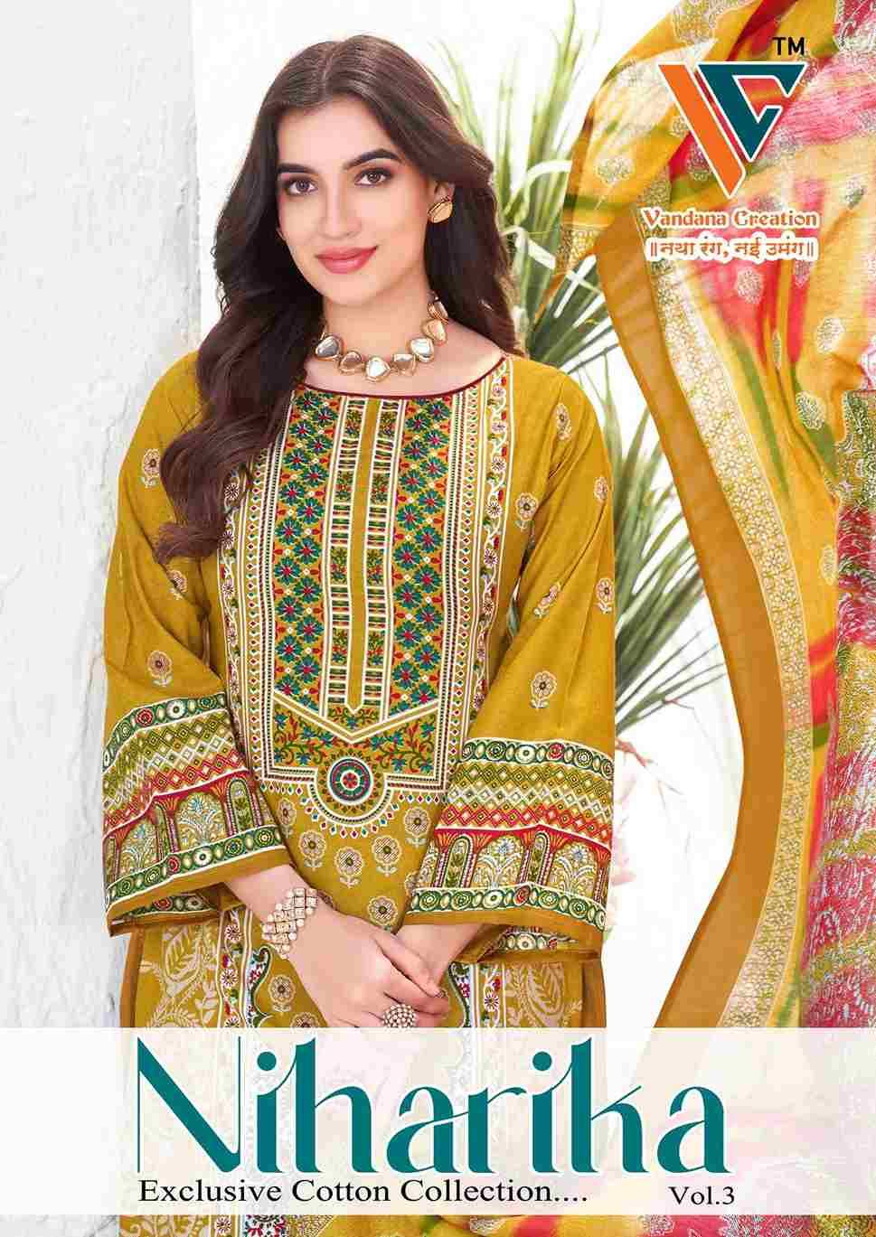 Niharika Vol-3 By Vandana Fashion 3001 To 3008 Series Beautiful Festive Suits Stylish Fancy Colorful Casual Wear & Ethnic Wear Cotton Print Dresses At Wholesale Price