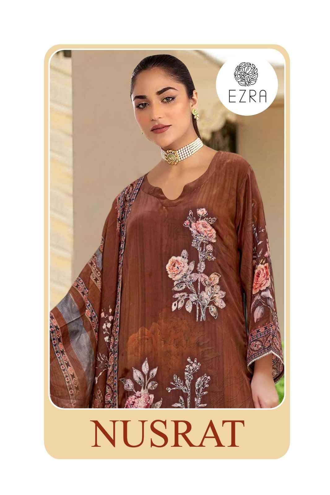 Nusrat By Ezra 1001 To 1005 Series Beautiful Pakistani Suits Colorful Stylish Fancy Casual Wear & Ethnic Wear Muslin Cotton Dresses At Wholesale Price