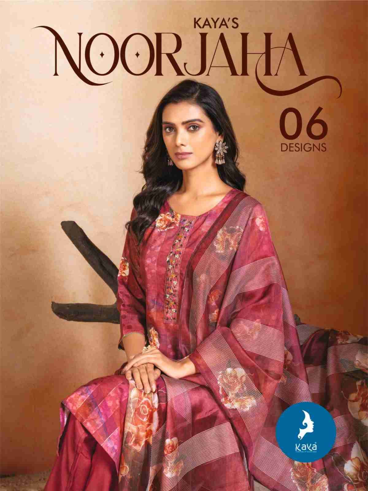 Noorjaha By Kaya 101 To 106 Series Festive Suits Collection Beautiful Stylish Fancy Colorful Party Wear & Occasional Wear Muslin Digital Jacquard Dresses At Wholesale Price