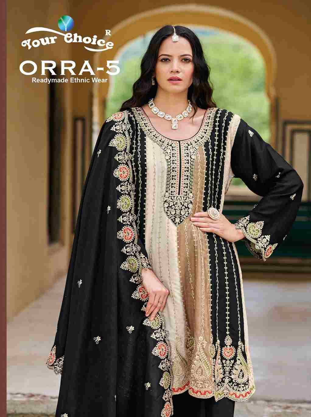 Orra Vol-5 By Your Choice 5001 To 5003 Series Beautiful Stylish Sharara Suits Fancy Colorful Casual Wear & Ethnic Wear & Ready To Wear Heavy Chinnon Embroidered Dresses At Wholesale Price