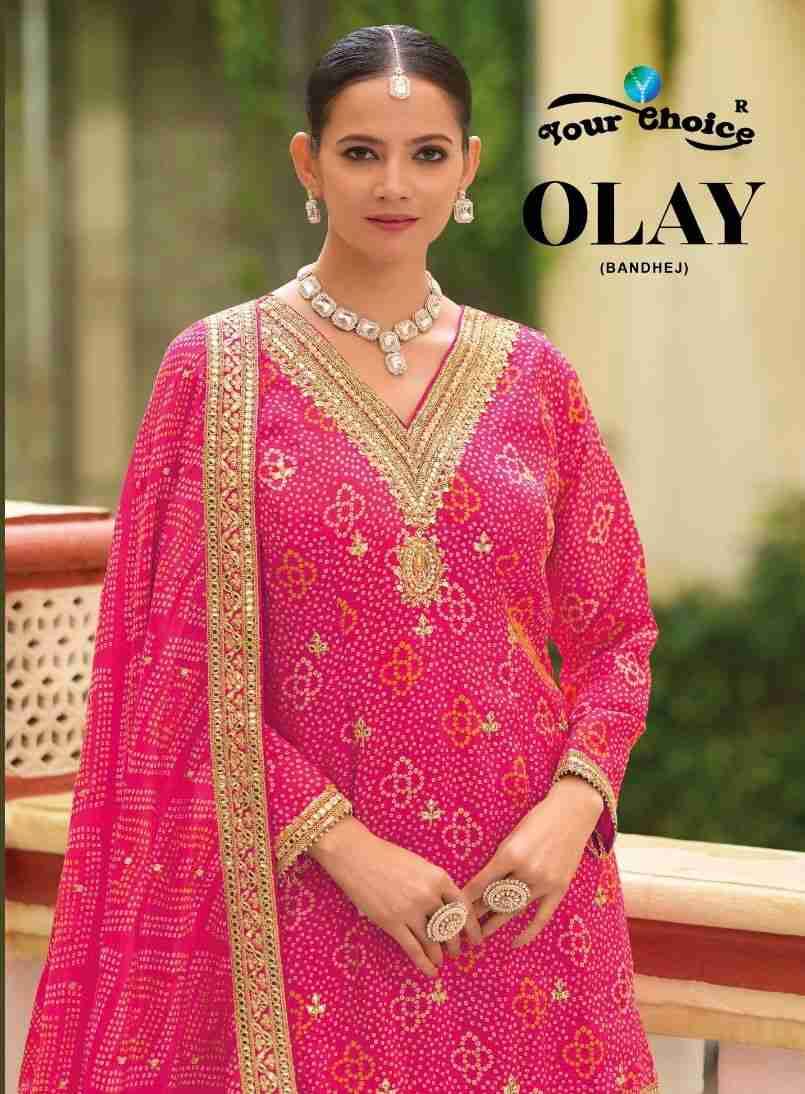 Olay By Your Choice 6001 To 6004 Series Beautiful Stylish Sharara Suits Fancy Colorful Casual Wear & Ethnic Wear & Ready To Wear Heavy Chinnon Embroidered Dresses At Wholesale Price