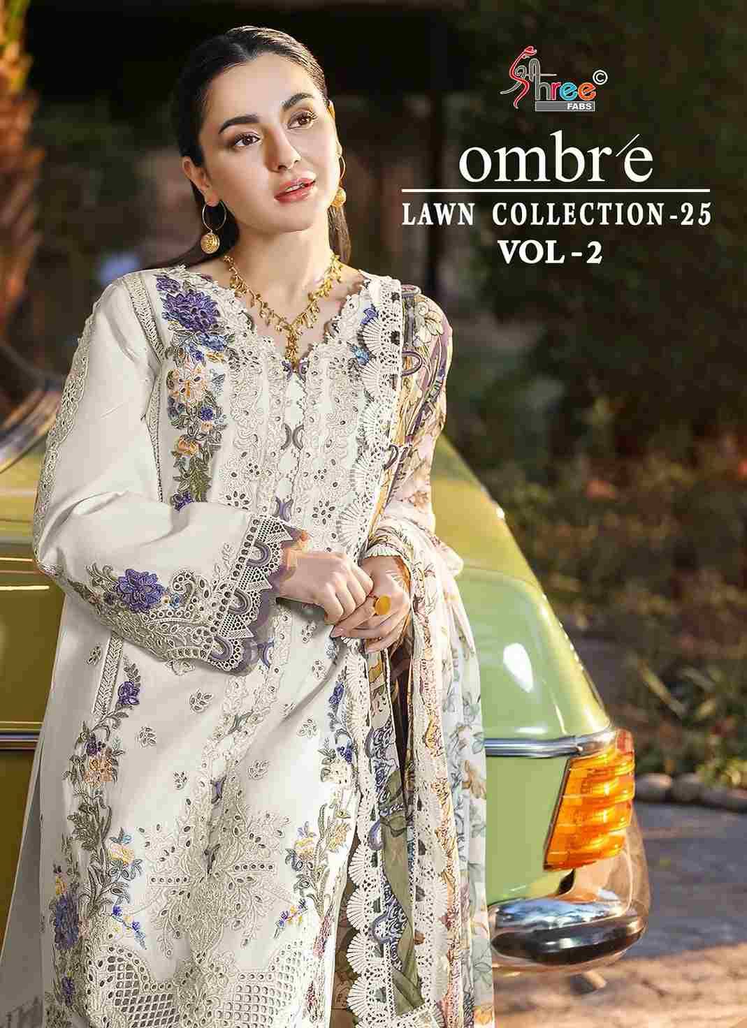 Ombre Lawn Collection-25 Vol-2 By Shree Fabs 3788 To 3790 Series Beautiful Pakistani Suits Stylish Fancy Colorful Party Wear & Occasional Wear Pure Cotton Embroidery Dresses At Wholesale Price