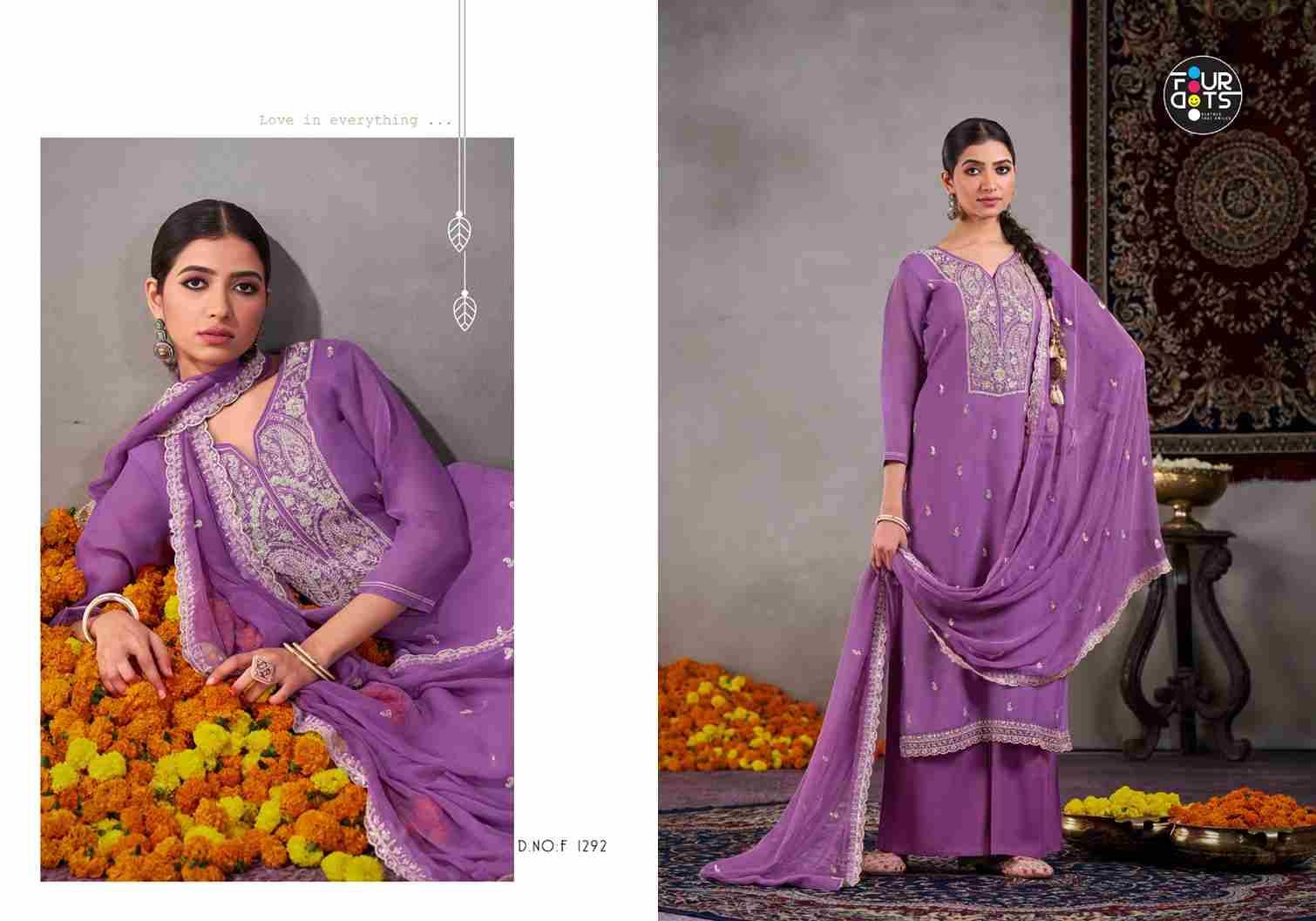 Roop By Four Dots 1291 To 1294 Series Beautiful Festive Suits Colorful Stylish Fancy Casual Wear & Ethnic Wear Viscose Organza Dresses At Wholesale Price