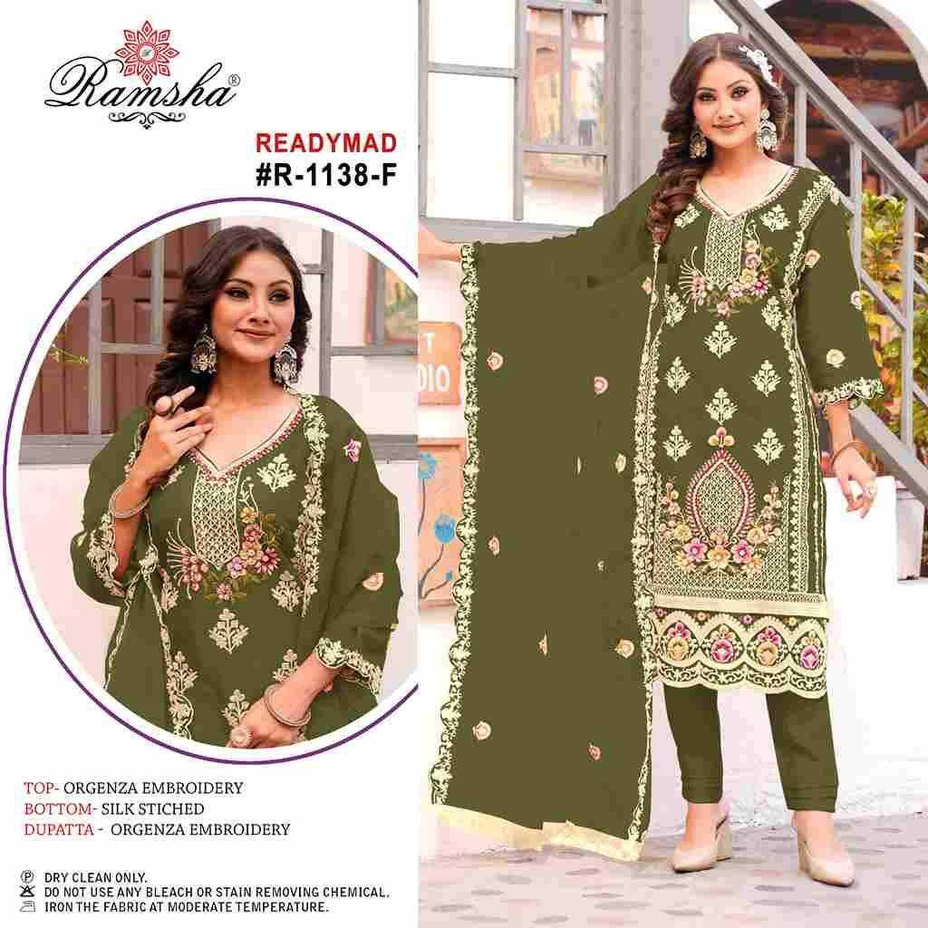 Ramsha 1138 Colours Vol-2 By Ramsha 1138-E To 1138-H Series Beautiful Pakistani Suits Colorful Stylish Fancy Casual Wear & Ethnic Wear Organza Dresses At Wholesale Price