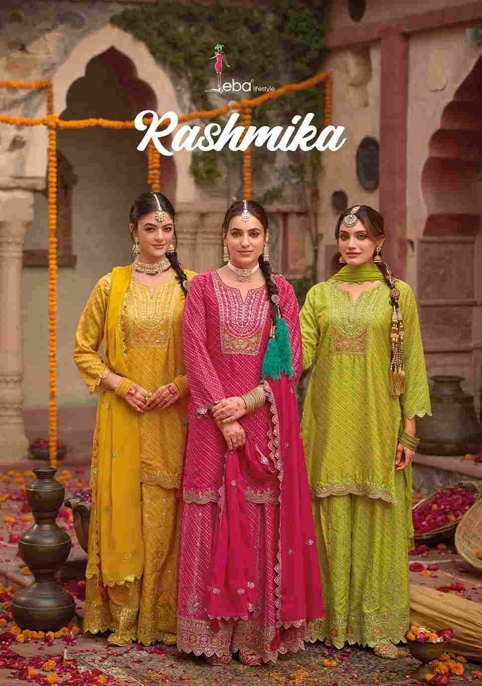 Rashmika By Eba Lifestyle 1813 To 1815 Series Beautiful Sharara Suits Colorful Stylish Fancy Casual Wear & Ethnic Wear Chinnon Embroidery Dresses At Wholesale Price