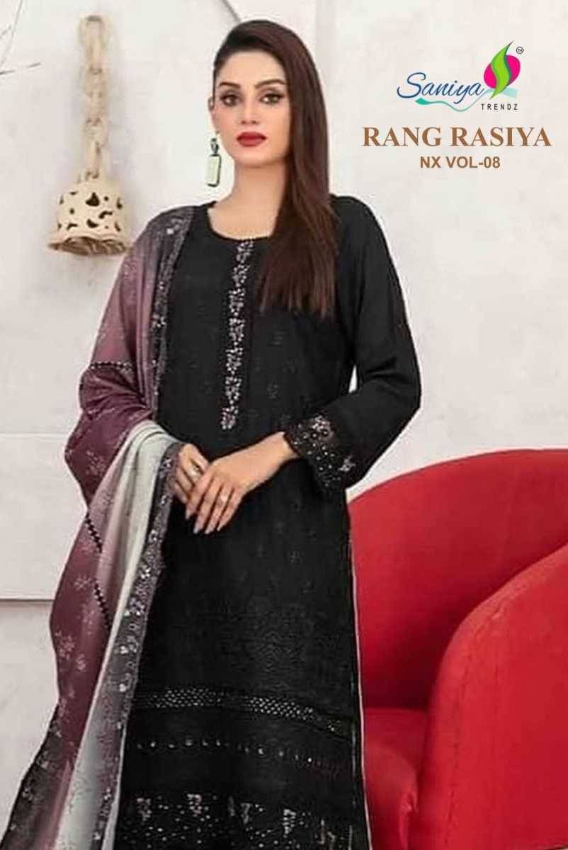 Rang Rasiya Vol-8 Nx By Saniya Trendz Beautiful Pakistani Suits Colorful Stylish Fancy Casual Wear & Ethnic Wear Cotton Embroidered Dresses At Wholesale Price