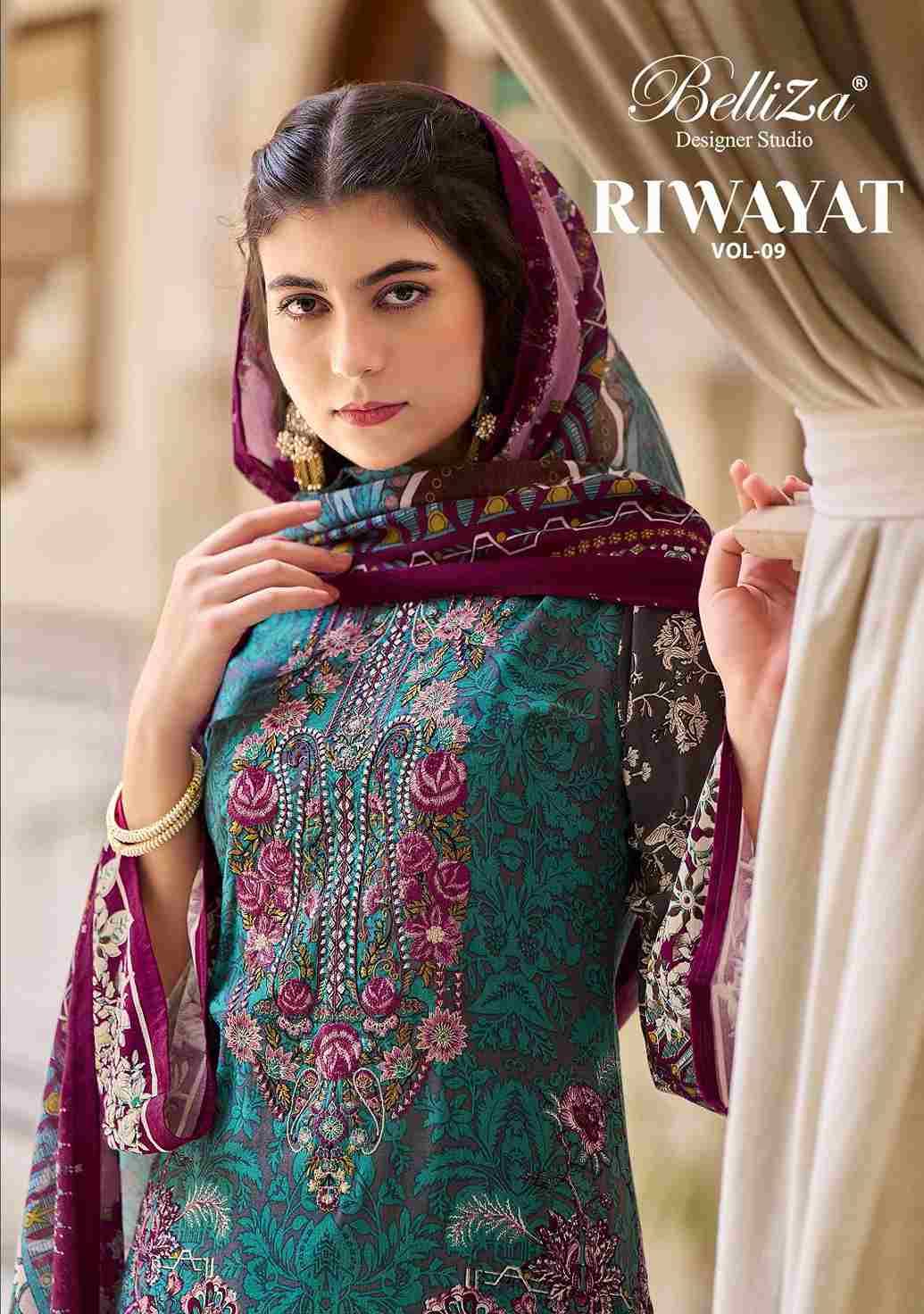 Riwayat Vol-9 By Belliza 1018-001 To 1018-0008 Series Beautiful Festive Suits Stylish Fancy Colorful Casual Wear & Ethnic Wear Pure Viscose Rayon Print Dresses At Wholesale Price