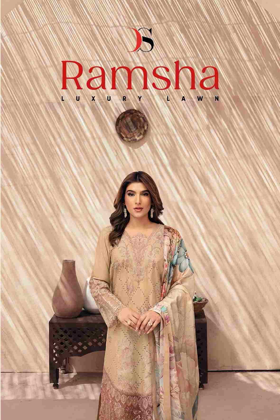 Ramsha Luxury Lawn By Deepsy Suits 9051 To 9056 Series Pakistani Stylish Beautiful Colourful Printed & Embroidered Party Wear & Occasional Wear Pure Cotton Dresses At Wholesale Price