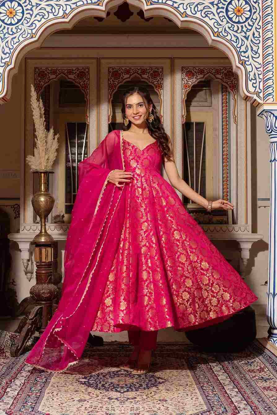 R-5831 By Fashid Wholesale Beautiful Stylish Fancy Colorful Casual Wear & Ethnic Wear Jacquard Silk Dresses With Bottom At Wholesale Price