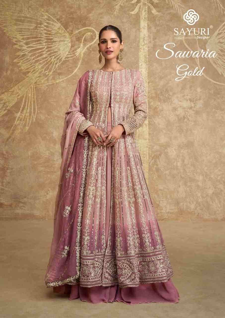 Sawaria Gold By Sayuri 5609-A To 5609-D Series Beautiful Stylish Fancy Colorful Casual Wear & Ethnic Wear Georgette Gowns With Dupatta At Wholesale Price