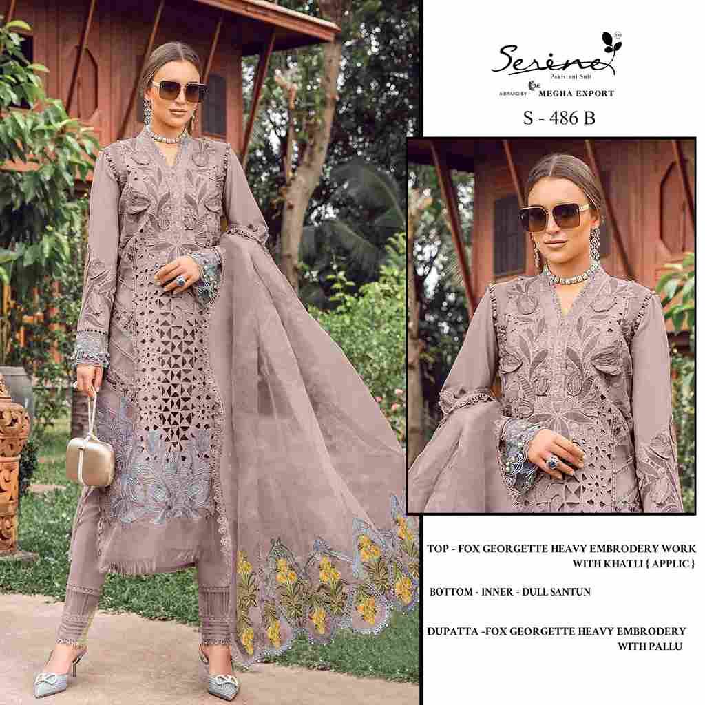 Serene Hit Design S-486 Colours By Serene S-486-A To S-486-D Series Designer Pakistani Suits Beautiful Fancy Colorful Stylish Party Wear & Occasional Wear Faux Georgette Embroidered Dresses At Wholesale Price