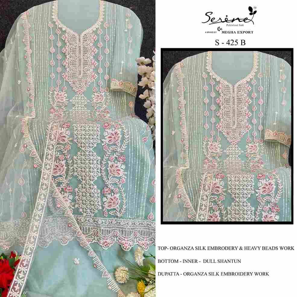 Serene Hit Design S-425 Colours By Serene S-425-A To S-425-D Series Designer Pakistani Suits Beautiful Fancy Colorful Stylish Party Wear & Occasional Wear Organza Silk Embroidered Dresses At Wholesale Price