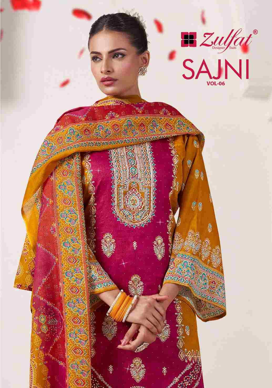 Sajni Vol-6 By Zulfat 638-001 To 638-004 Series Beautiful Festive Suits Stylish Fancy Colorful Casual Wear & Ethnic Wear Pure Jam Cotton Print Dresses At Wholesale Price