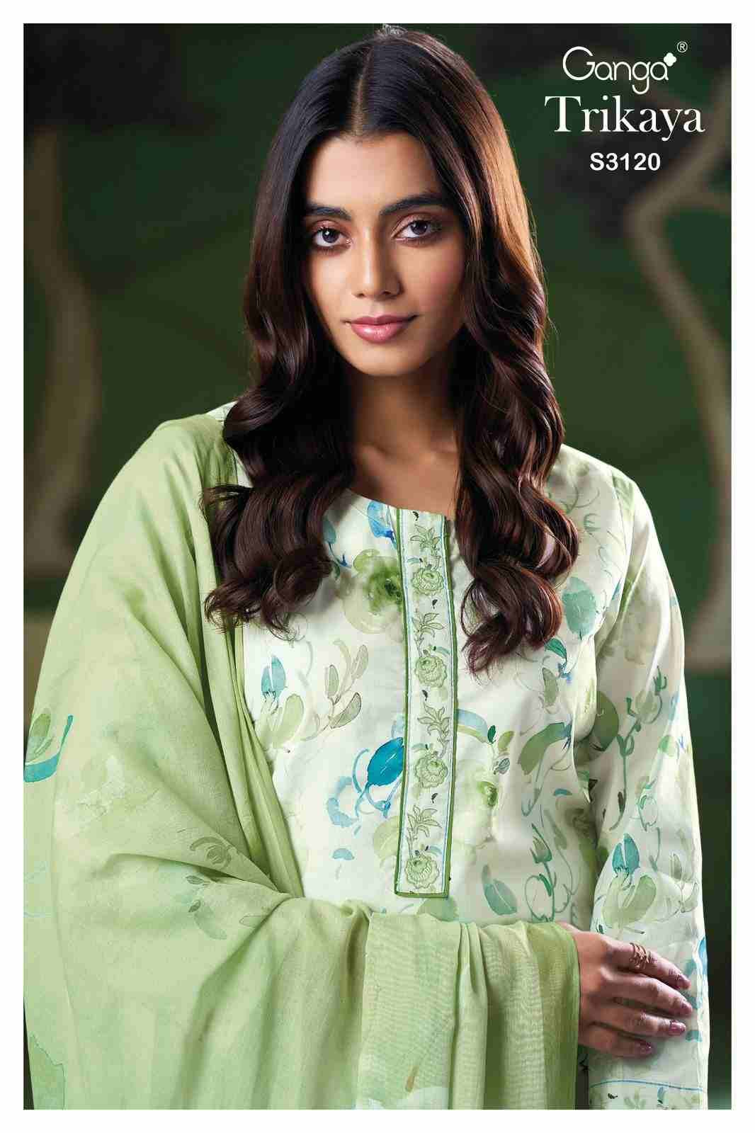 Trikaya-3120 By Ganga Fashion 3120-A To 3120-B Series Beautiful Festive Suits Colorful Stylish Fancy Casual Wear & Ethnic Wear Pure Cotton Print Dresses At Wholesale Price