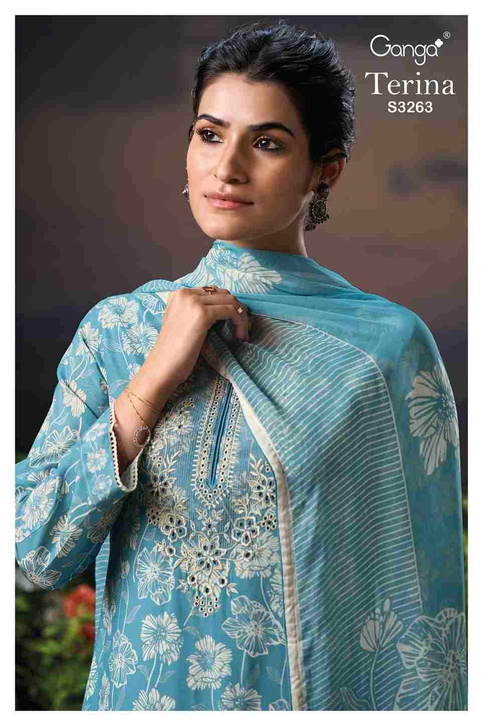 Terina-3263 By Ganga Fashion 3263-A To 3263-D Series Beautiful Festive Suits Colorful Stylish Fancy Casual Wear & Ethnic Wear Viscose Muslin Print Dresses At Wholesale Price