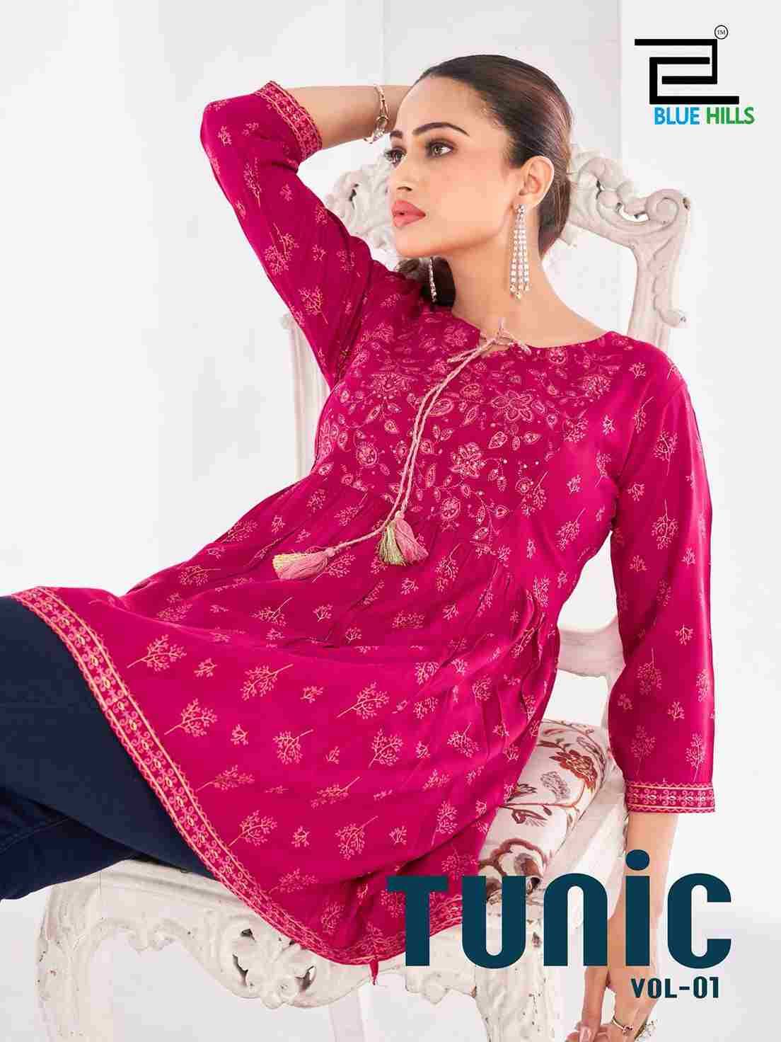 Tunic Vol-1 By Blue Hills 1001 To 1010 Series Designer Stylish Fancy Colorful Beautiful Party Wear & Ethnic Wear Collection Premium Rayon Tops At Wholesale Price