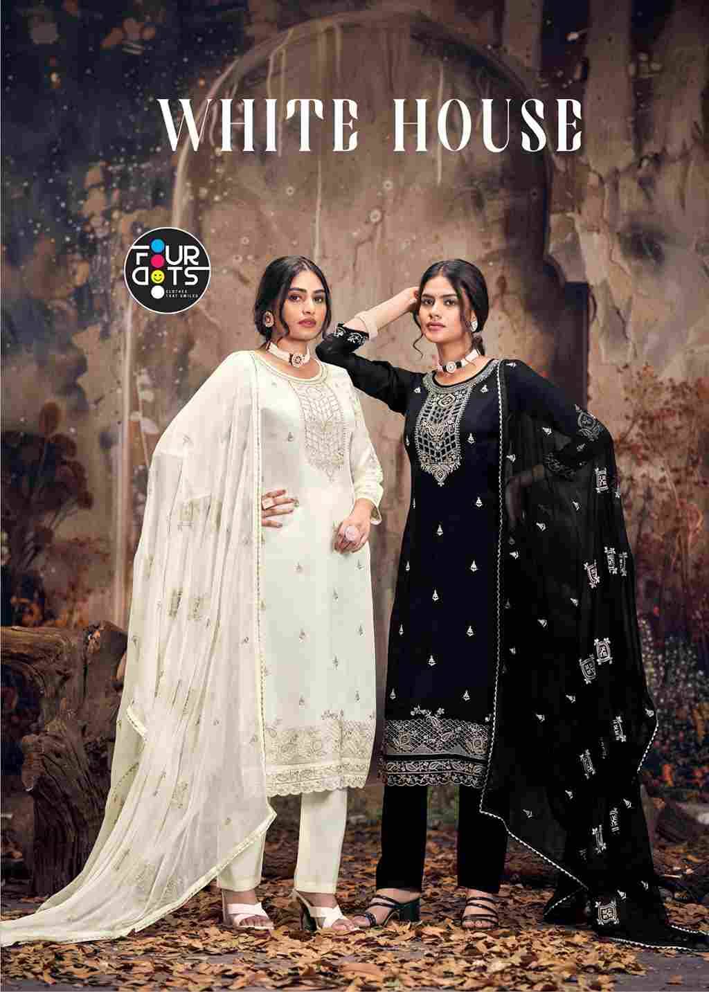 White House By Four Dots 1301 To 1302 Series Beautiful Festive Suits Colorful Stylish Fancy Casual Wear & Ethnic Wear Viscose Organza Dresses At Wholesale Price