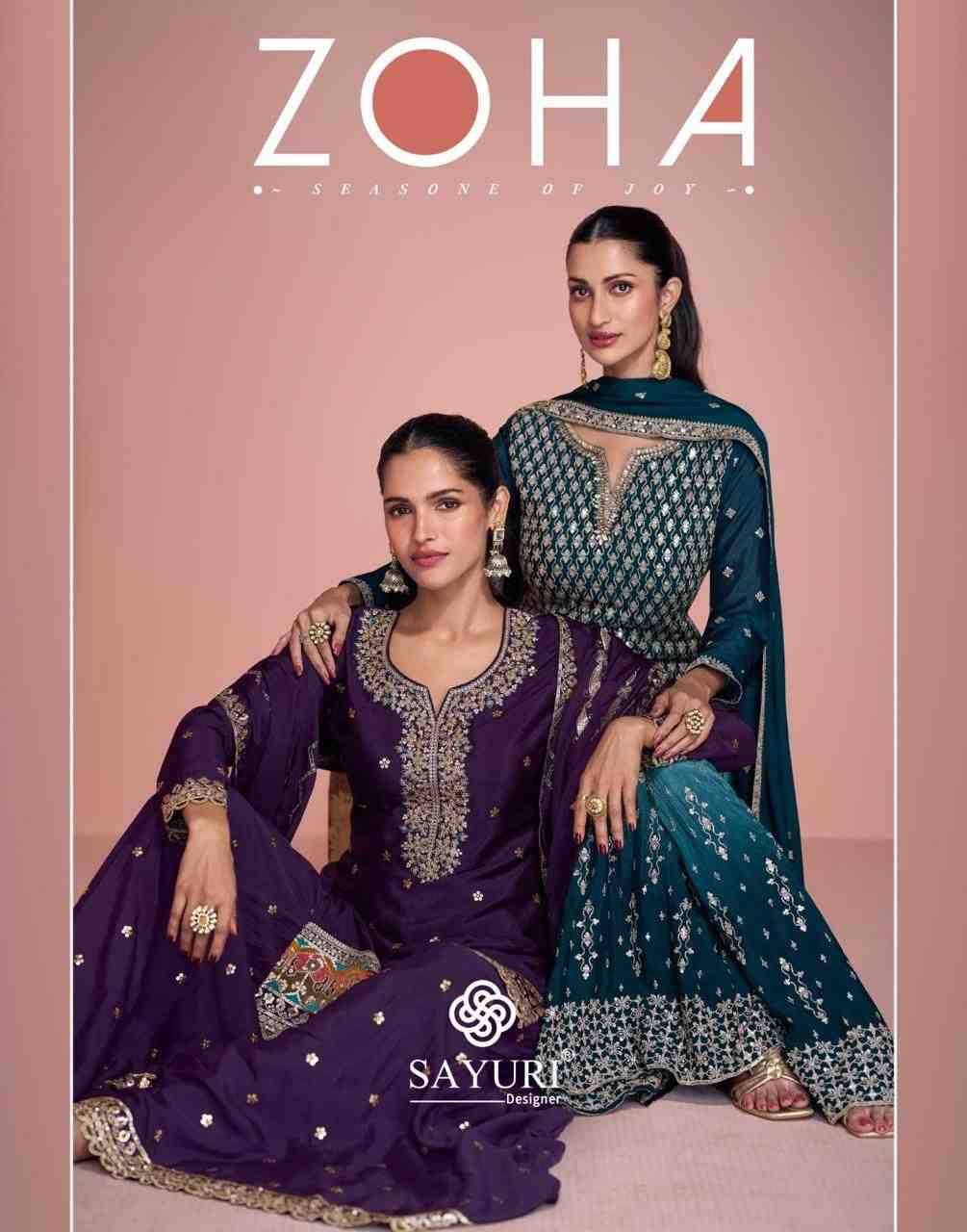 Zoha By Sayuri 5771 To 5773 Series Designer Festive Suits Collection Beautiful Stylish Fancy Colorful Party Wear & Occasional Wear Chinnon Silk Dresses At Wholesale Price