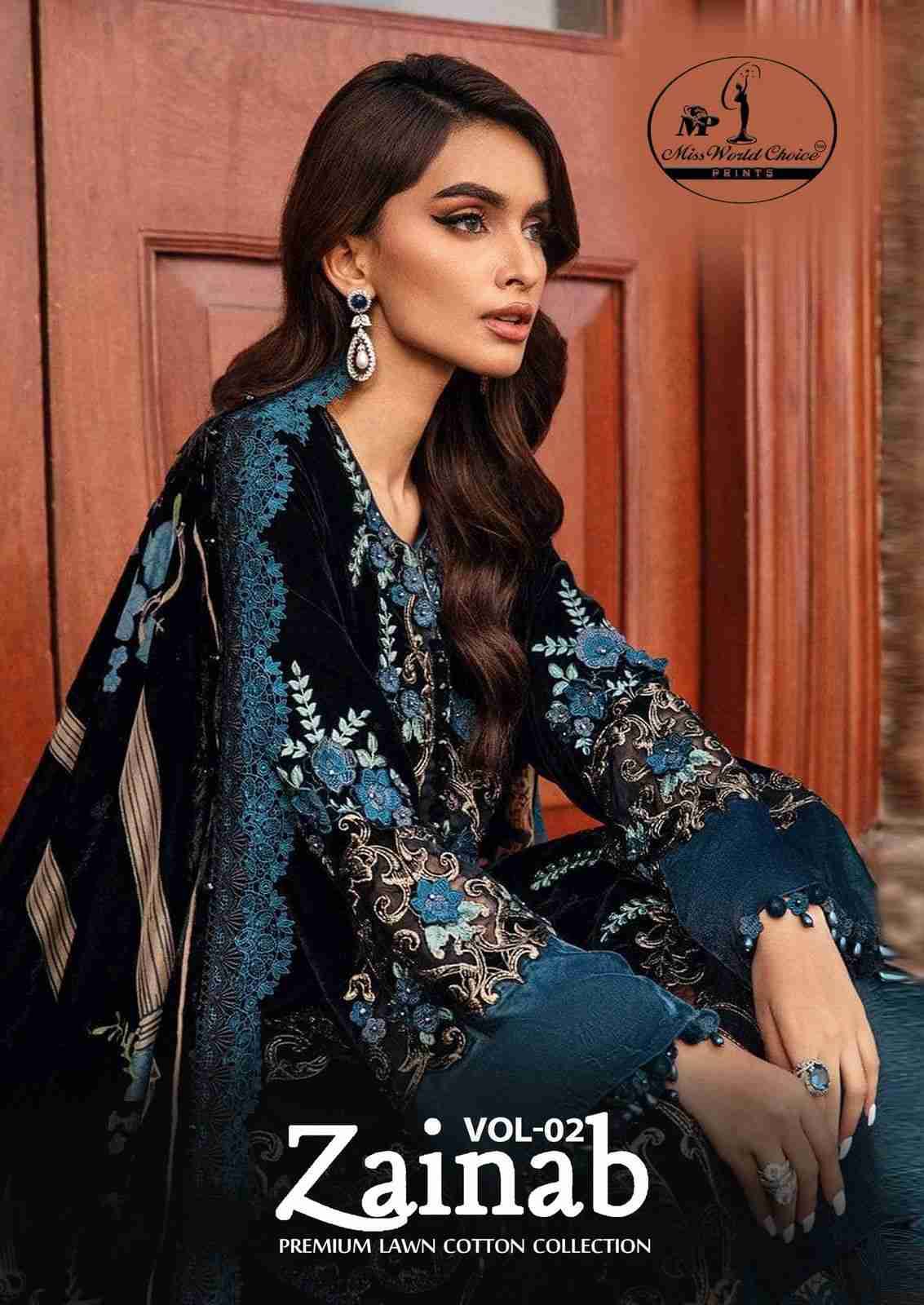 Zainab Vol-2 By Miss World Choice 2001 To 2006 Series Beautiful Festive Suits Colorful Stylish Fancy Casual Wear & Ethnic Wear Lawn Cotton Embroidered Dresses At Wholesale Price