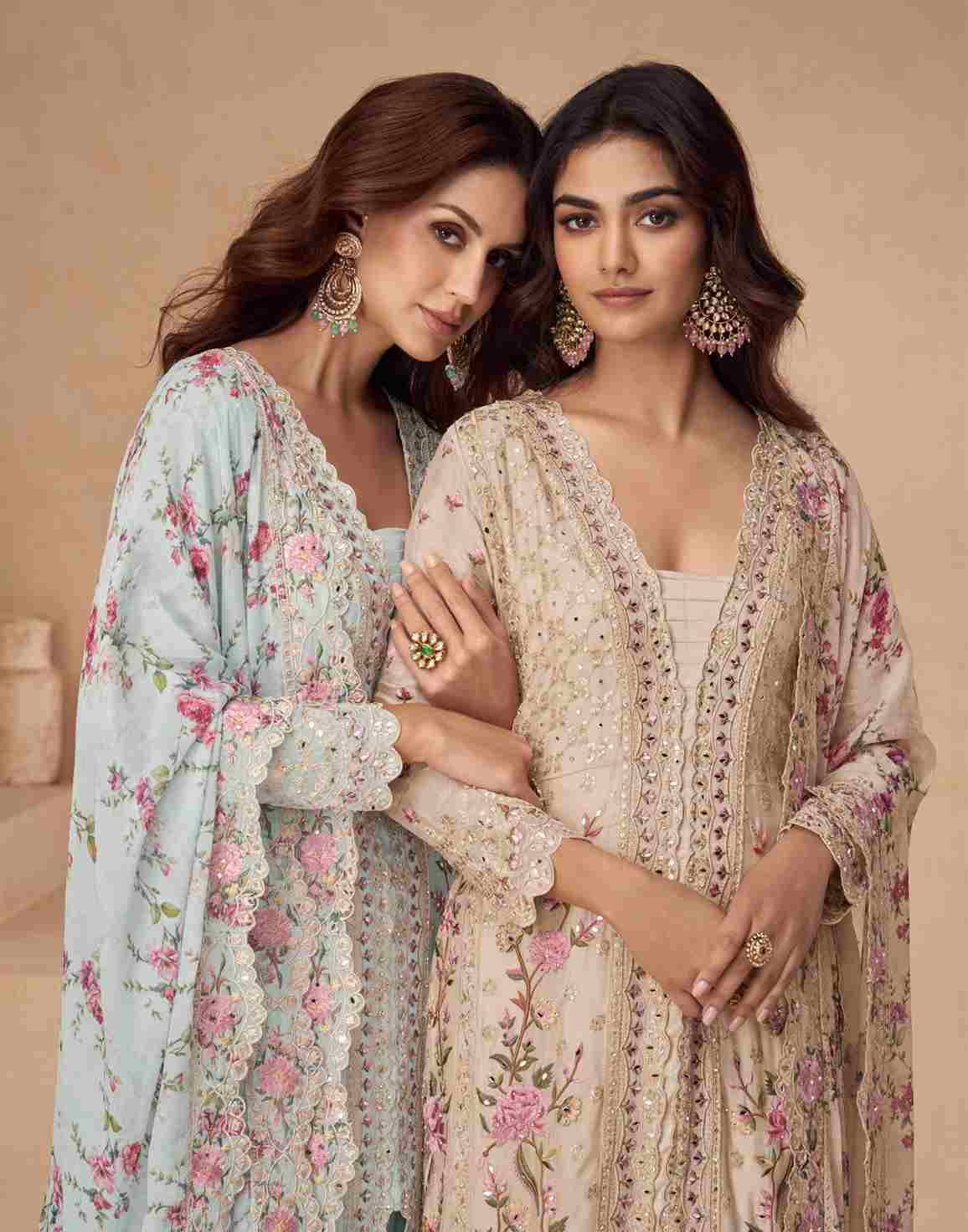 Aarna By Aashirwad Creation 10154 To 10155 Series Beautiful Sharara Suits Colorful Stylish Fancy Casual Wear & Ethnic Wear Premium Chinnon Silk Dresses At Wholesale Price