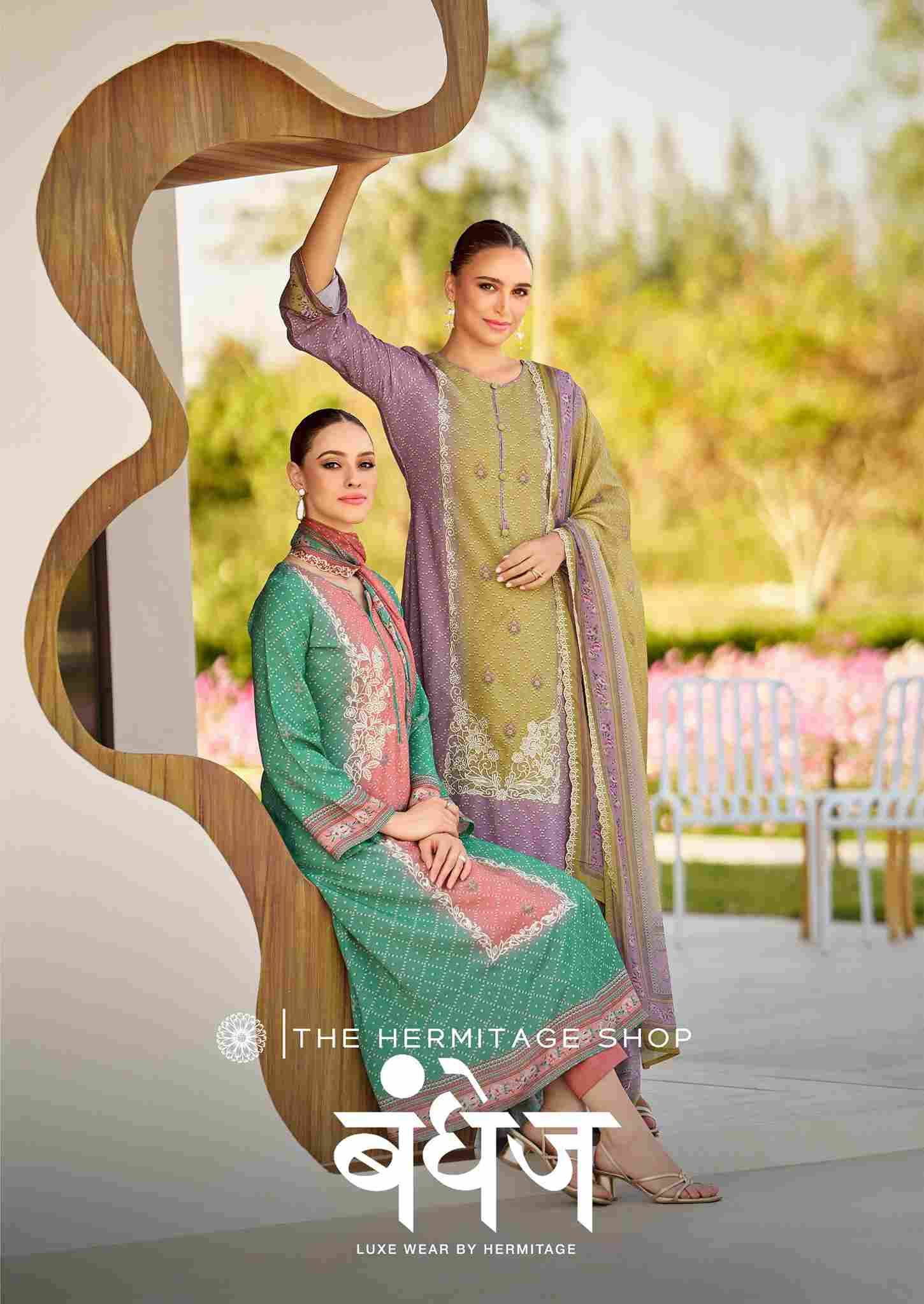 Bandhej By The Hermitage Shop 201 To 208 Series Beautiful Festive Suits Colorful Stylish Fancy Casual Wear & Ethnic Wear Pure Jam Satin Dresses At Wholesale Price