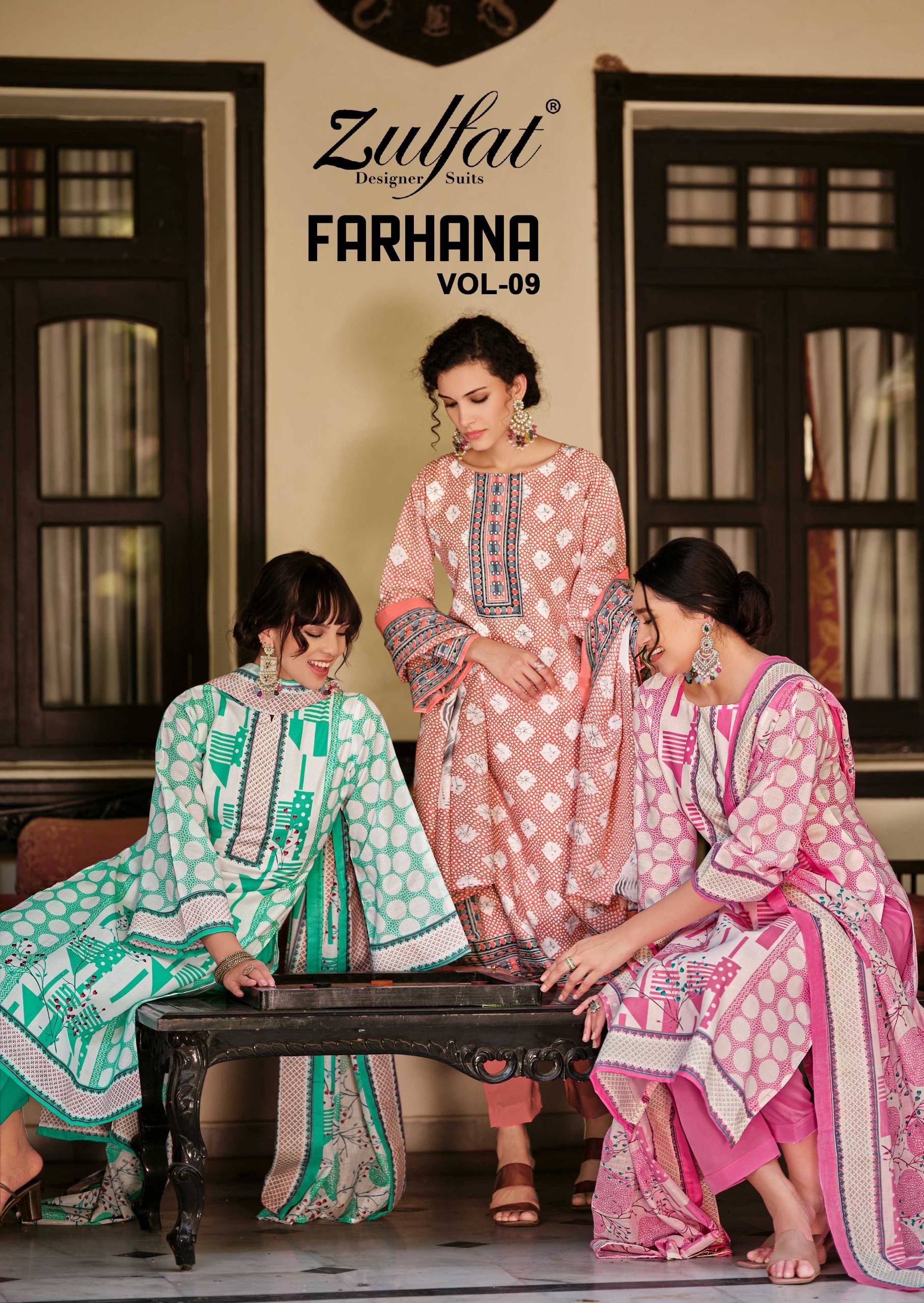 Farhana Vol-9 By Zulfat 635-001 To 635-008 Series Beautiful Festive Suits Stylish Fancy Colorful Casual Wear & Ethnic Wear Pure Cotton Print Dresses At Wholesale Price