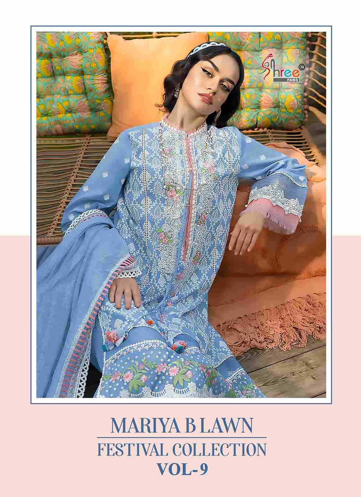 Mariya B Lawn Festival Collection Vol-9 By Shree Fabs 3821 To 3826 Series Designer Pakistani Suits Beautiful Stylish Fancy Colorful Party Wear & Occasional Wear Pure Cotton Embroidered Dresses At Wholesale Price