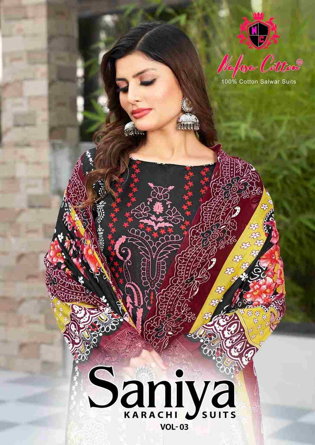 Saniya Vol-3 By Nafisa Cotton 3001 To 3006 Series Beautiful Stylish Festive Suits Fancy Colorful Casual Wear & Ethnic Wear & Ready To Wear Soft Cotton Print Dresses At Wholesale Price